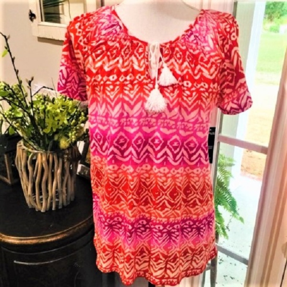 Jaquline Design Studio Top Red Pink Size Medium
